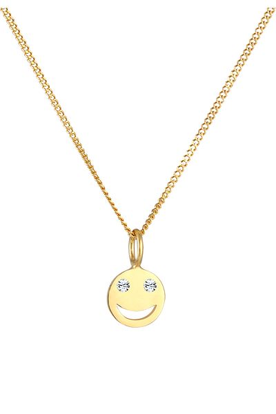 ELLI Necklace Ladies With Smiling Pendant And Crystals In 925 Sterling Silver