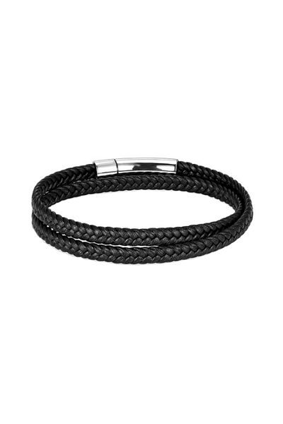 REDz Accessories Brățară, Două Curele Împletite, Bărbați, Efect de piele, La modă, Negru