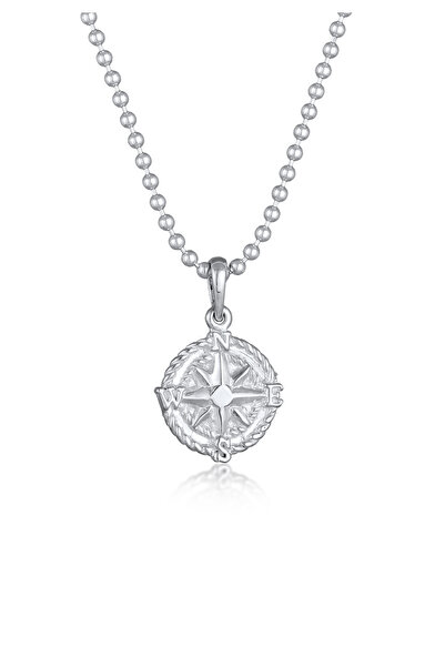 KUZZOI Halskette Herren Anhänger Windrose Kompass Kugel in 925 Sterling Silber