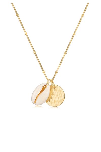 ELLI Necklace Ladies Satte Chain Platelet Kauri Shell Pendant Trend In 925 Sterling Silver