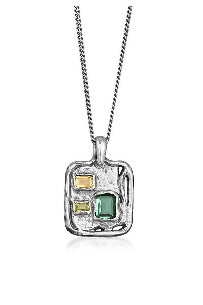 HAZE & GLORY Necklace Anhänger Peridot Quarz Citrin 925 Sterling Silber