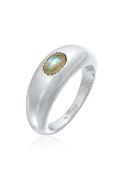 ELLI Ring PREMIUM Ring Damen Solitär Schlicht mit Labradorit Edelstein in 925 Sterling Silber