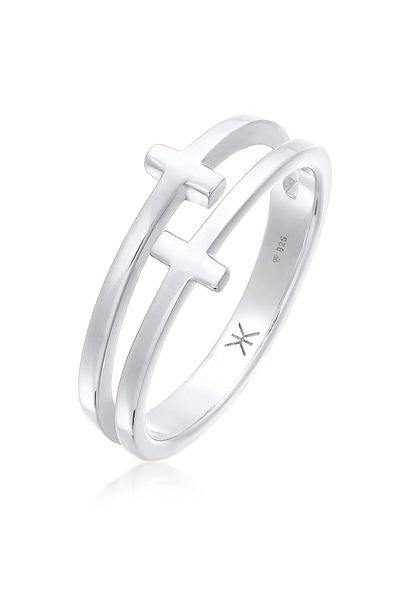 KUZZOI Prsten Pánský Cross Double Modern V 925 Sterling Silver