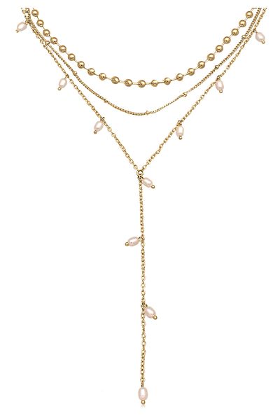 ELLI Necklace Y-kette Layer Kugel Perlen Design Silberfarben 3er Set