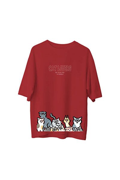 SVART WEAR Ljubitelji mačaka Štampano T-shirt Oversize kroj Unisex majica