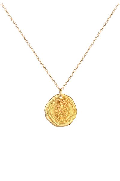 KUZZOI Halskette Herren Münzanhänger Antiker Kreuzschriftzug Aus 925 Sterling Silber