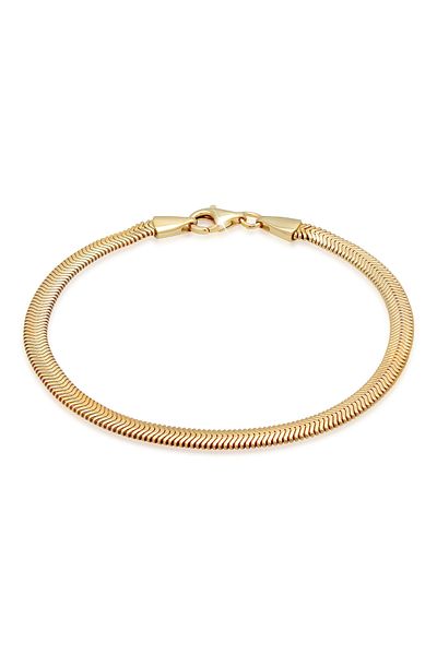 KUZZOI Armband Damen flach elegant Schlangenkette Fischgrät Trend aus 925 Sterling Silber