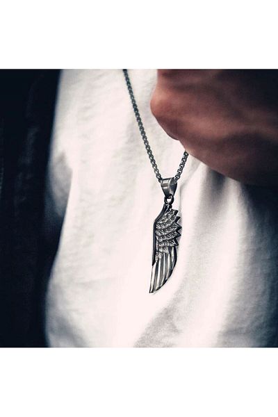 REDz Accessories Wing Chain, Trendy Wing, Stainless-Steel, Silver