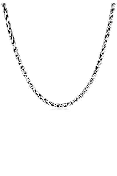 KUZZOI Necklace Herren Glieder Zopfkette Oxidiert 925 Silber