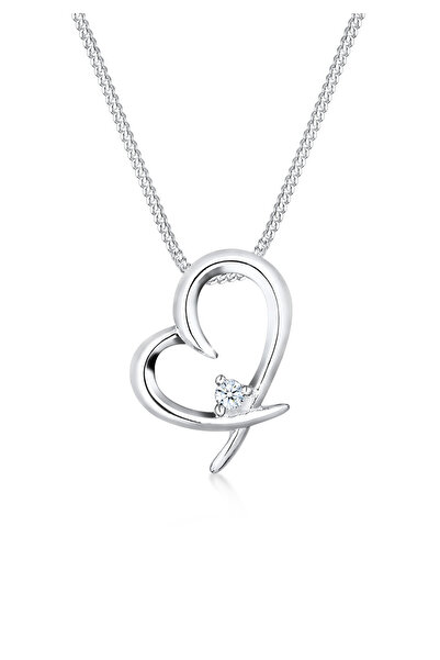 ELLI Necklace Herz Verbunden Diamant (0.03 ct.) 925 Silber