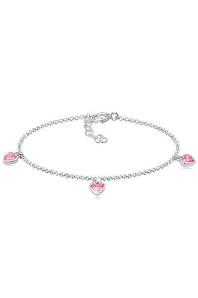 ELLI Bracelet Armband Kinder Herzen Rosa Zirkonia Erbskette 925 Silber
