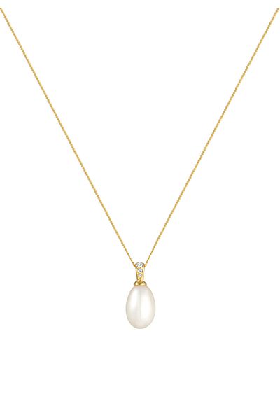 ELLI Halskette Süßwasserperle Diamant 585 Gelbgold
