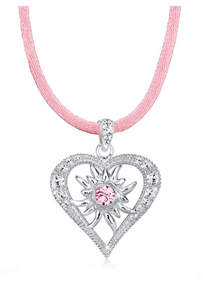 ELLI Halskette Damen Herz Edelweiß mit Kristallen in 925 Sterling Silber