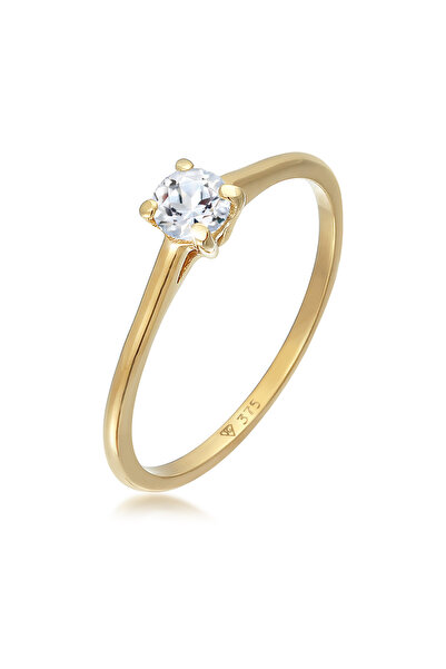 ELLI Ring Damen Solitär Verlobungsring Elegant mit Topas Edelstein in 375 Gel...