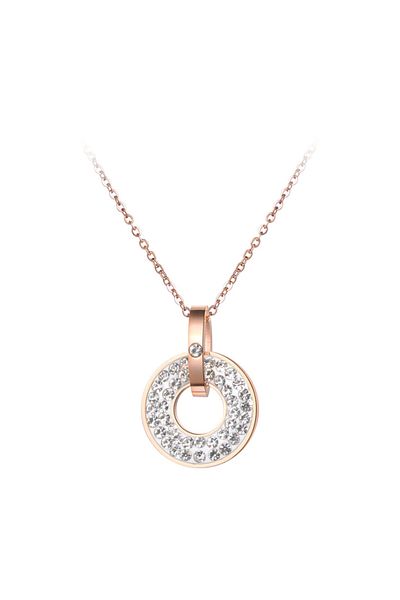 REDz Accessories Colier de damă, pandantiv cu pietre de argint, auriu-roz