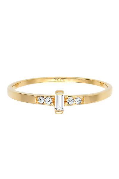 ELLI Ring Damen schlicht elegant mit Topas Edelstein und Diamant (0,04 CT.) in 585 Gelbgold