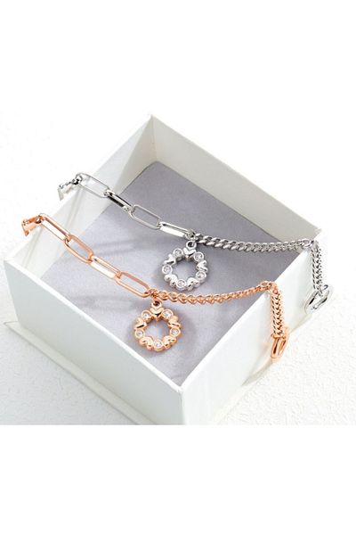 REDz Accessories Brățară cu inimă în formă de floare, oțel inoxidabil, argint