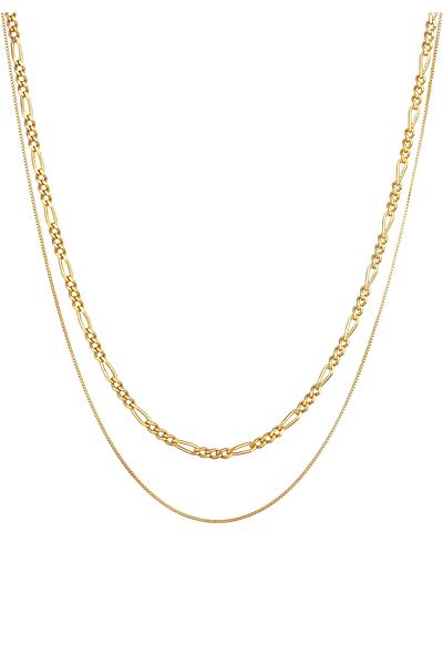 KUZZOI Halskette Herren Layer Figaro Venezia Basic Aus 925 Sterling Silber Oxidiert