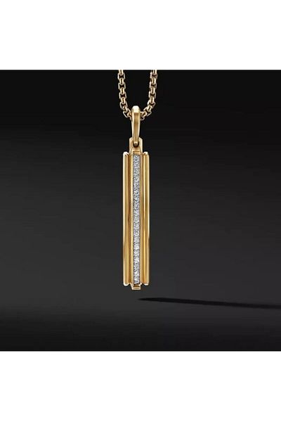 REDz Accessories Men's Chain, Rectangular Pendant with Crystals, Gold