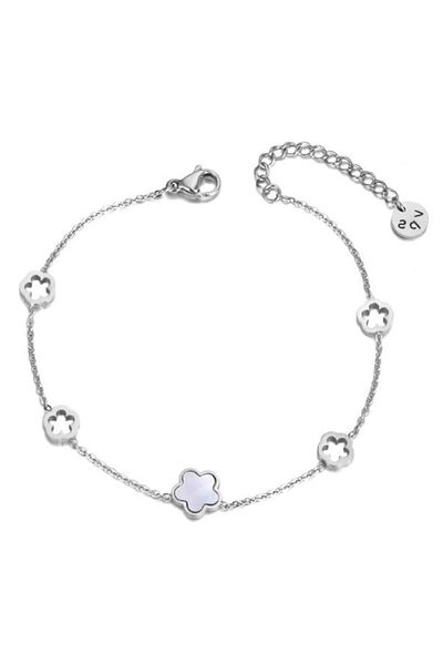 REDz Accessories Brățară pentru femei, cu flori, oțel inoxidabil, argint