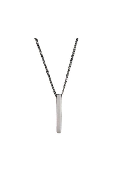 REDz Accessories Men's Chain, Rectangular Pendant, Silver