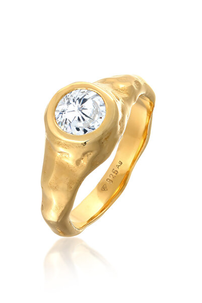 ELLI Ring PREMIUM Ring Damen Siegelring Design mit Zirkonia Kristallen in 925...