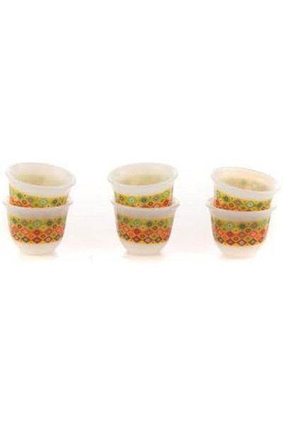 ALSAIF Coffee Cup Set With Dark Pattern, 12 Pieces, Small Size, Porcelain, Multi Colors