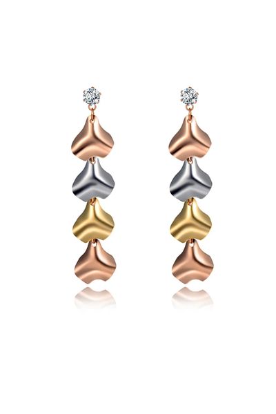 REDz Accessories Colorful Leaf Earrings, Stainless-Steel, Rose-Gold/Gold/Silver