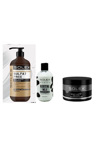 Solex Milk Shake Hair Care Set Sulfate-Free Shampoo 1.000 Ml+ Keratin Milk 250ml+ Hair Mask 500 ml