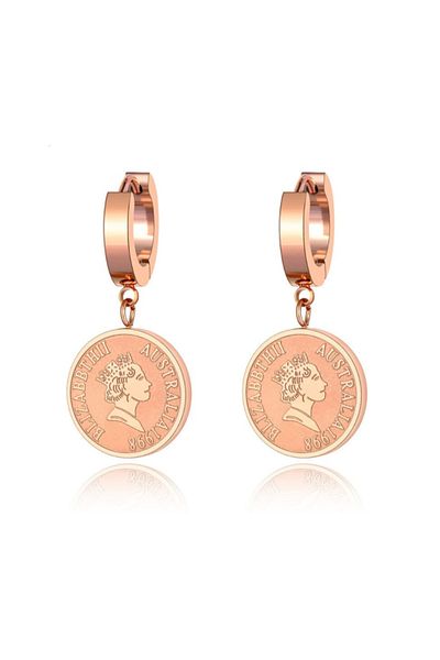 REDz Accessories Earrings for Women, Queen Pendant, Retro, Stainless-Steel, Rose-Gold