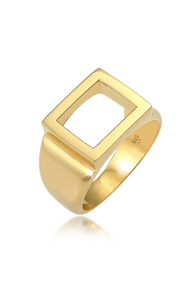 KUZZOI Ring Herren Siegelring Offen Rechteckig Geo Massiv Trend in 925 Sterli...