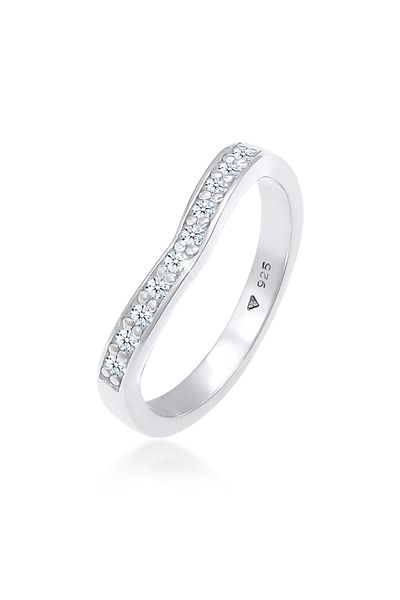 ELLI Inel de logodnă pentru femei în formă de V cu diamante (0.15 ct) din argint 925