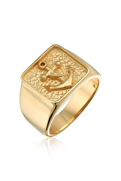 KUZZOI Ring Herren Siegelring Anker Basic aus 925 Sterling Silber oxidiert