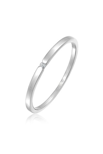 ELLI Ring Damen Verlobung mit Diamant (0,02 CT.) in 585 Weißgold