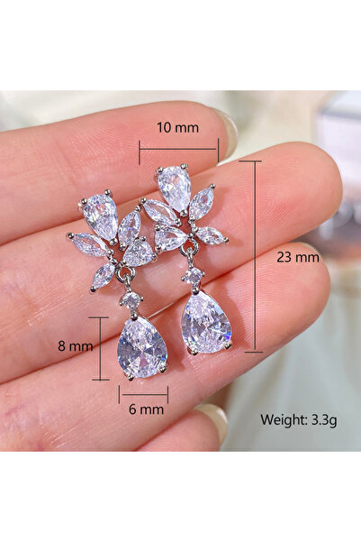 REDz Accessories Σκουλαρίκια Empress, Κρύσταλλα Ζιργκόν, Κομψά, Γυναικεία, Ασήμι