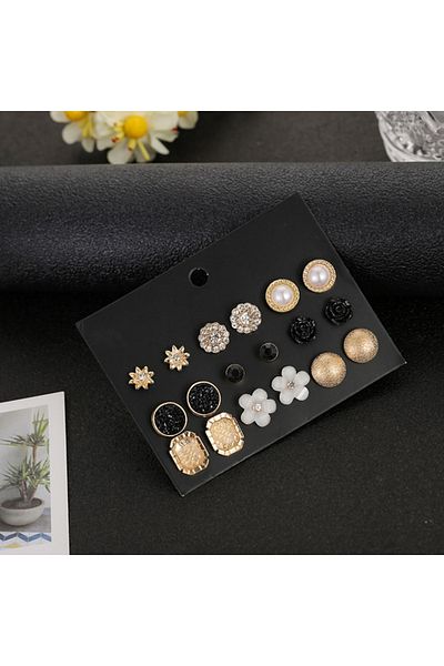 REDz Accessories Set Of 9 Pairs Of Earrings, Women, Fashion, Gold
