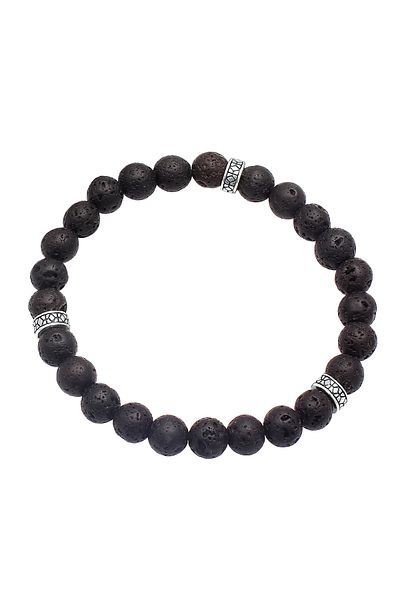 KUZZOI Bracelet Herren Lava Schwarz Vintage 925 Silber Oxidiert