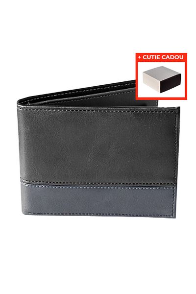 REDz Accessories Men's Wallet, Leather Look, Minimalist Design, Bi-color, Black/Navy Blue
