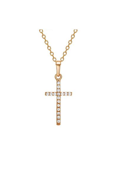 REDz Accessories Colier cruce, cruce de cristal, femei, vintage, oțel inoxidabil, aur
