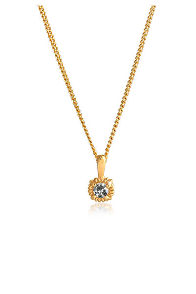 ELLI Halskette Damen Solitär Anhänger Salz Pfeffer mit Diamant (0,11 ct.) in ...