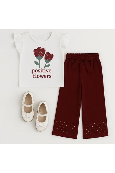 junior baby kids Girl's Top and Bottom Set with Stones