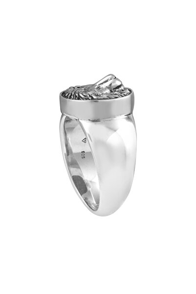 KUZZOI Ring Herren Siegelring Löwe massiv klobig Trend in 925 Sterling Silber