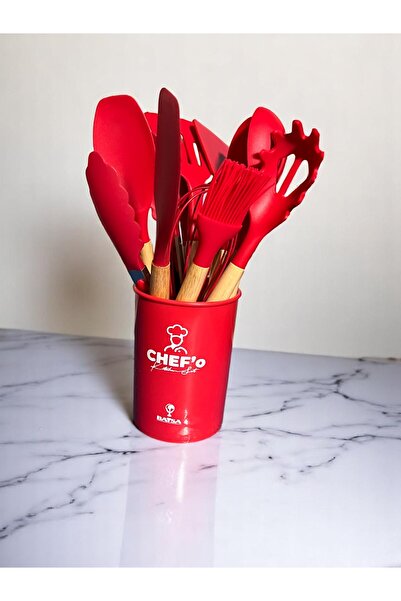 GUNES ZUCCACIYE Bambu Saplı Isıya Dayanıklı Silikon Mutfak Seti 12 Parça