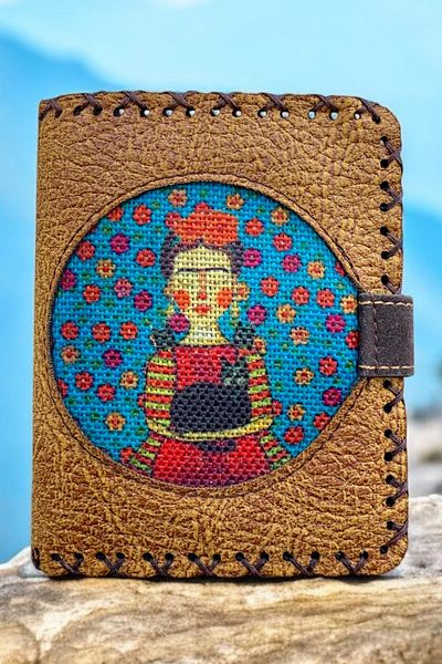 Fildişi Aksesuar Handmade Women's Wallet Vegan Leather Mustard Color with Female Figure Image