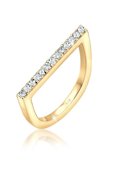 ELLI Ring Damen Stapelbar Mit Kristallen Geo In 925 Sterling Silber