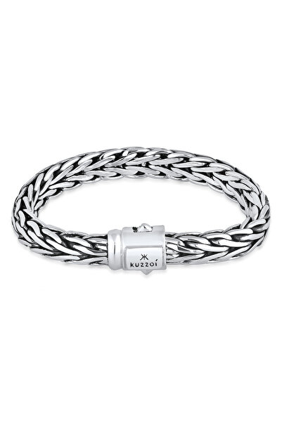 KUZZOI Armband Buddha Curb Cuban Geflochten 925 Sterling Silber
