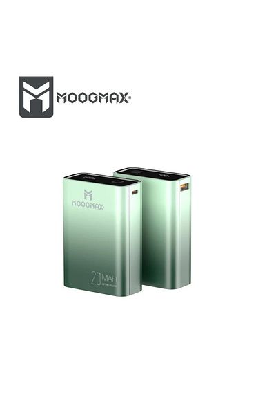 MOOGMAX Moog Max 20000mAh Mini Power Bank with Digital Display, 2 PD Ports, 1 USB, Green