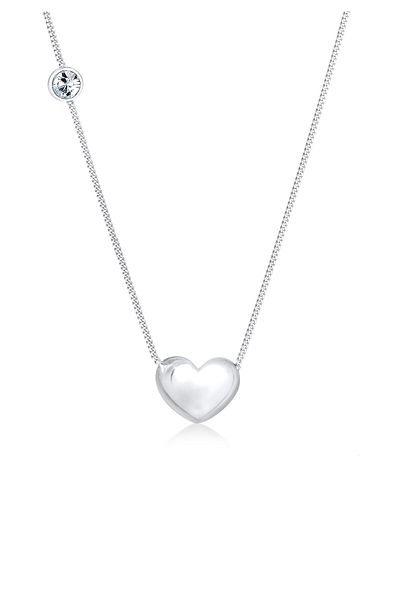 ELLI Halskette Damen Herz Anhänger Solitär Love mit Kristallen in 925 Sterling Silber