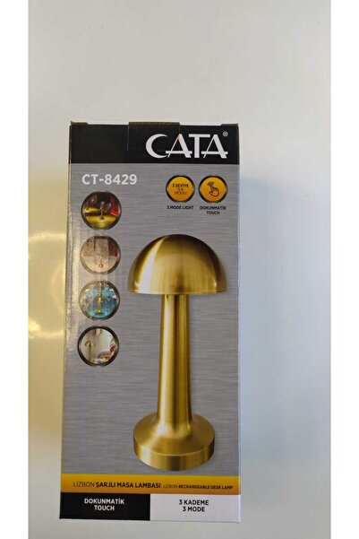 Cata Lizbon Gold Şarjlı Dokunmatik Masa Lambası 3 Renk Yanma Modlu Ct-8429