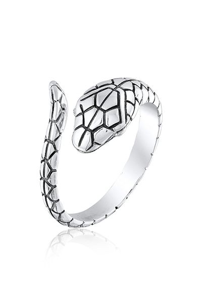 KUZZOI Ring Herren Offen Schlange Kraft Strukturiert In 925 Sterling Silber